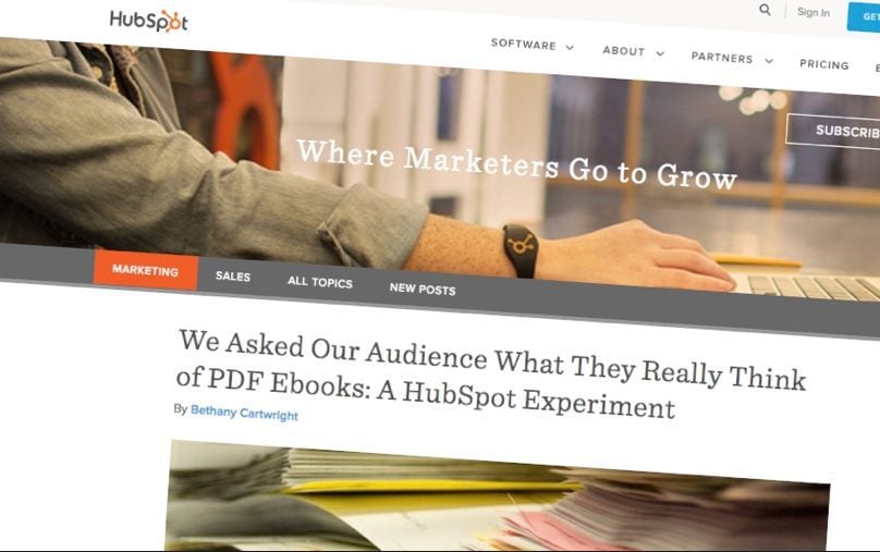 Screenshot of Hubspot Marketing Blog