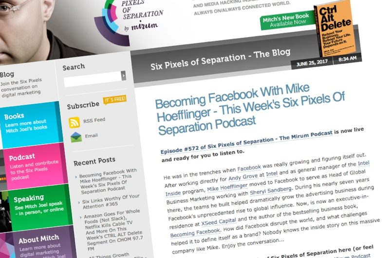 screenshot of Six Pixels of Separation blog