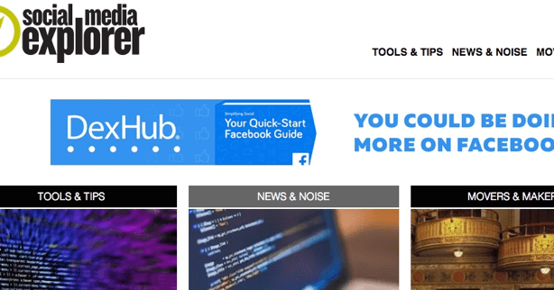 Screenshot of Social Media Explorer blog