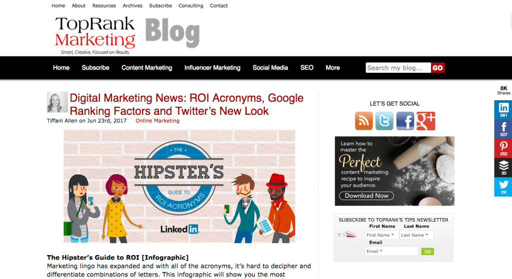 Screenshot of Top Rank Marketing Blog