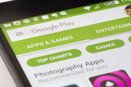 Screen of Google Play Store on mobile phone