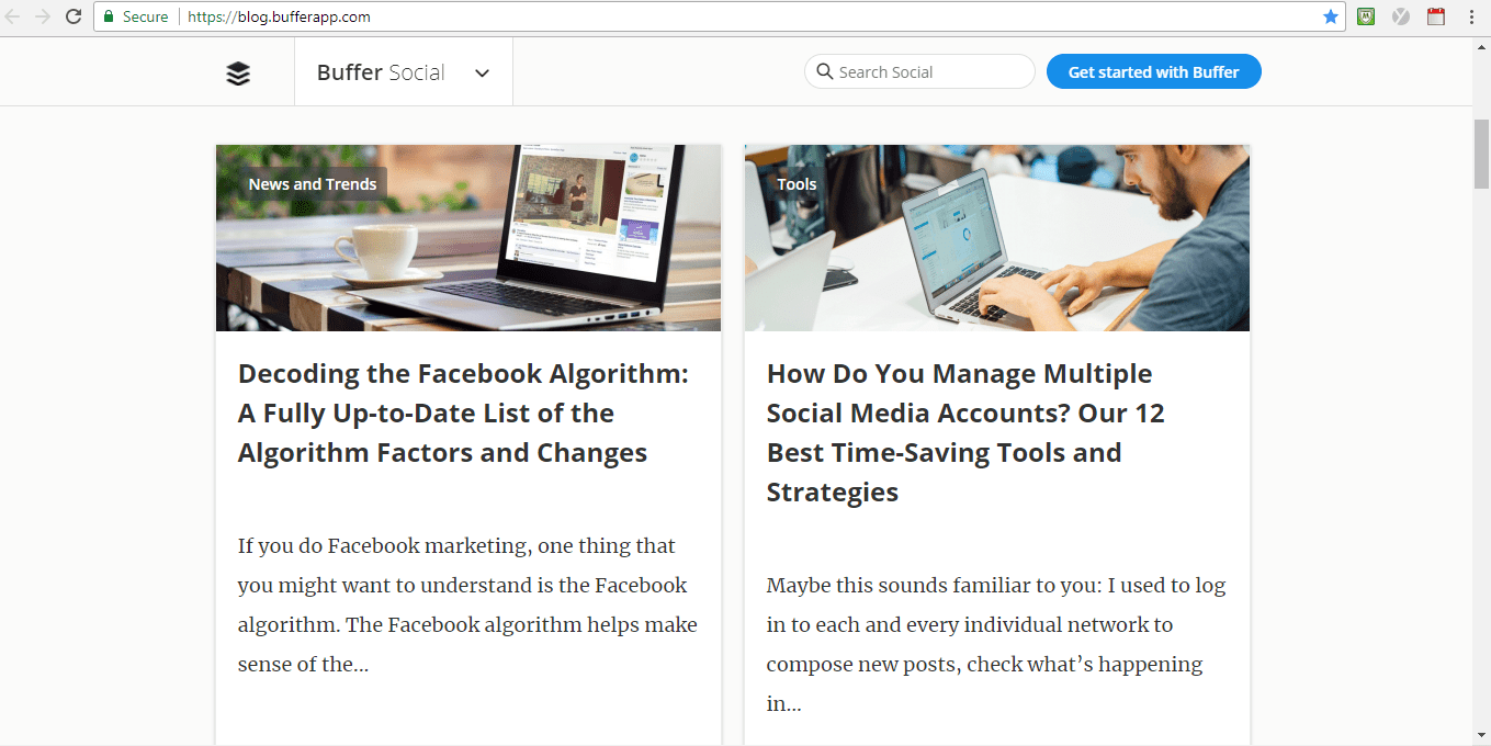 Screenshot of Buffer Blog