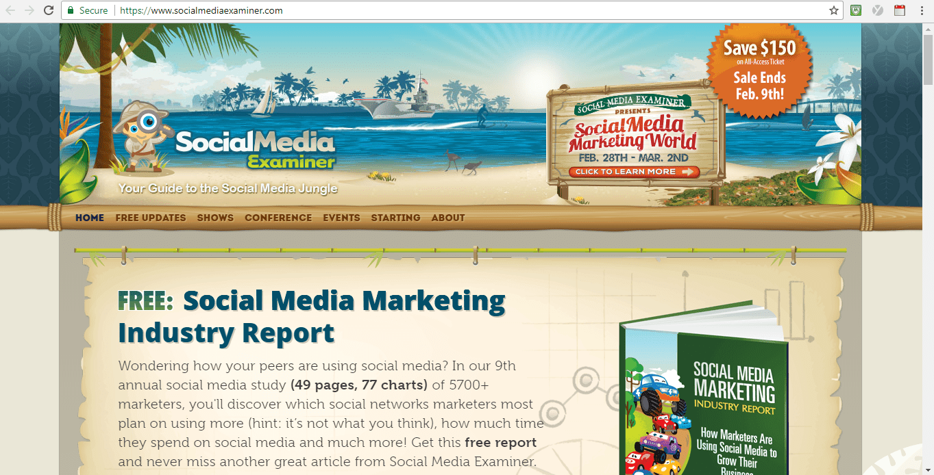 Screenshot of Social Media Examiner blog