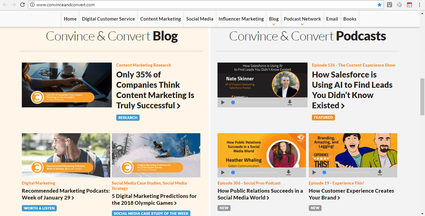 Screenshot of Convince and Convert Blog