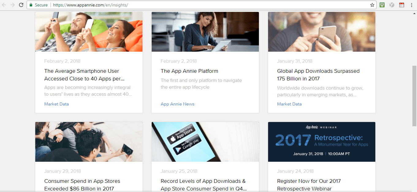 Screenshot of App Annie blog