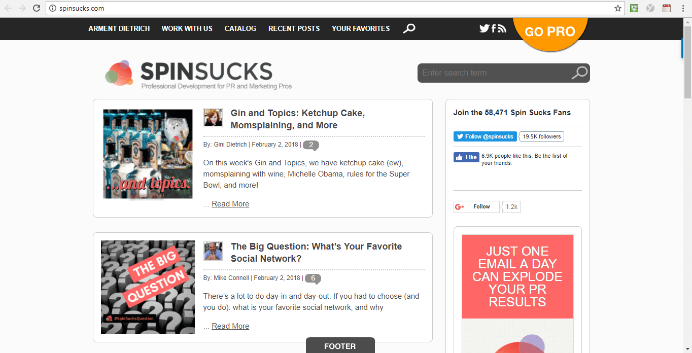 Screenshot of Spinsucks blog