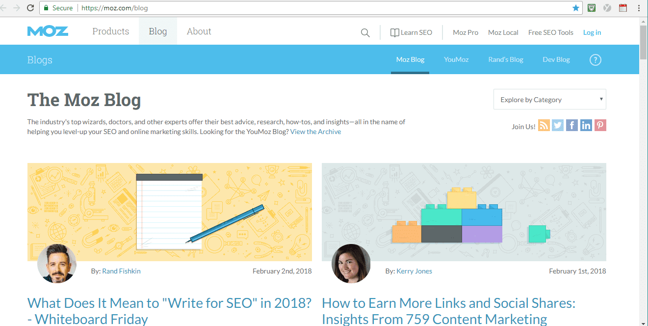 Screenshot of The Moz Blog