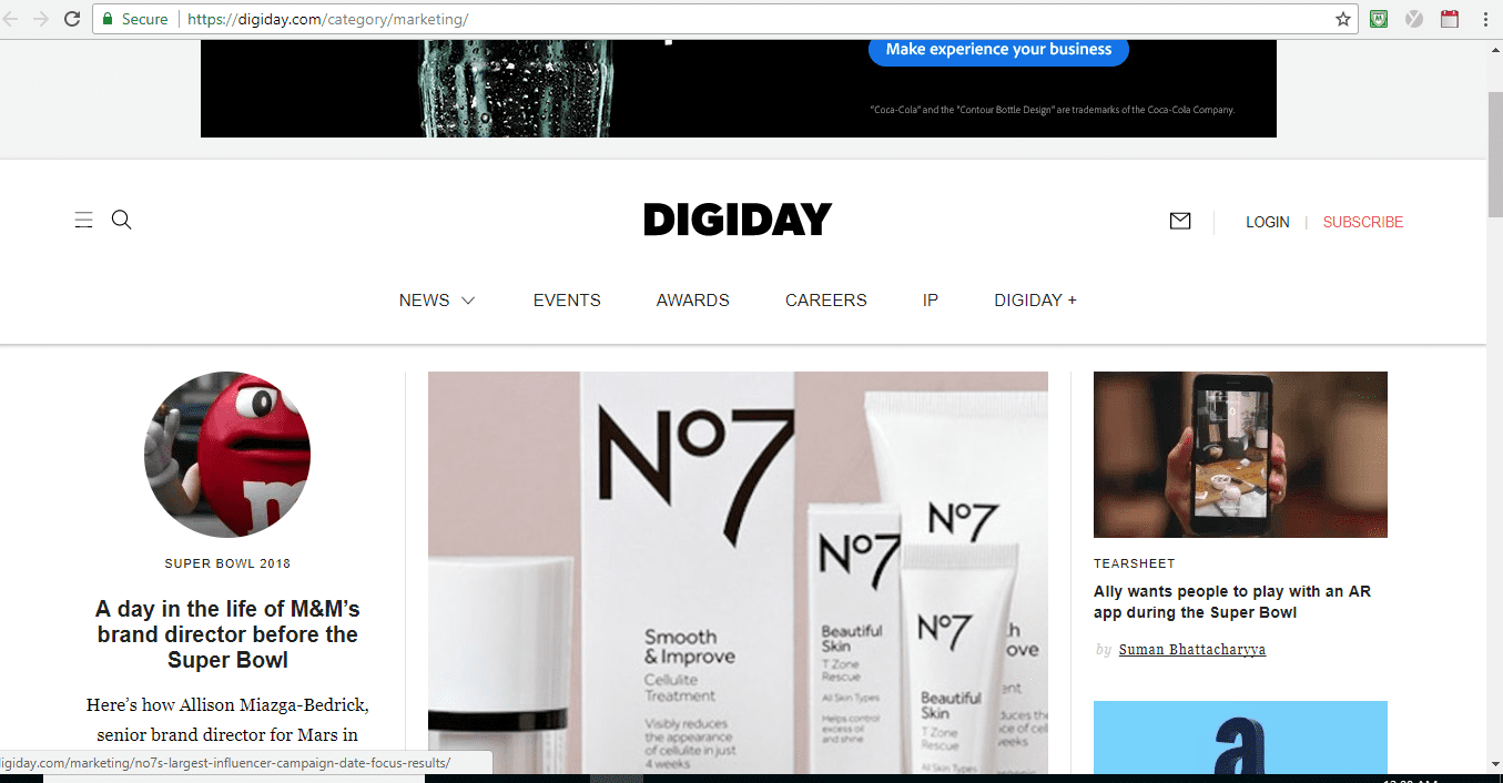 Screenshot of Digiday blog