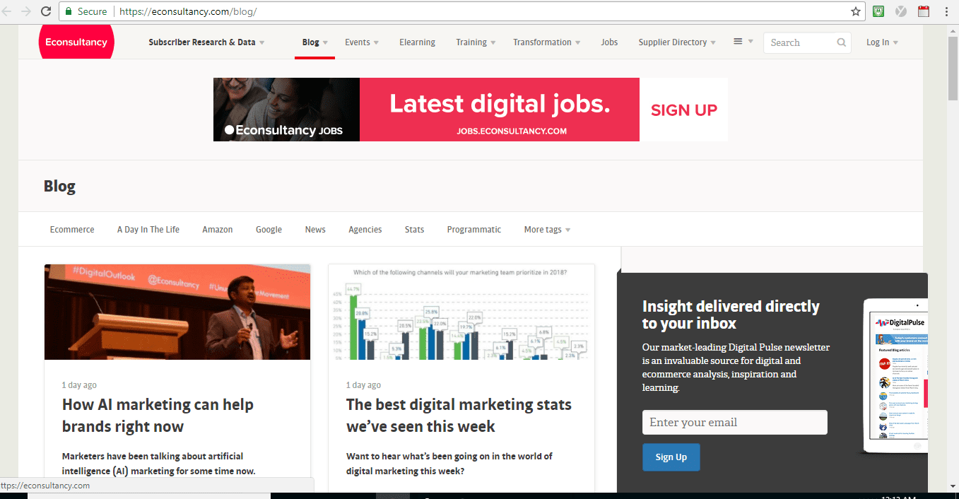 Screenshot of Econsultancy blog