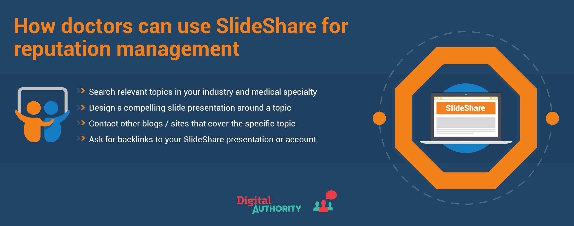 Infographic explaining how doctors can use SlideShare for reputation management.