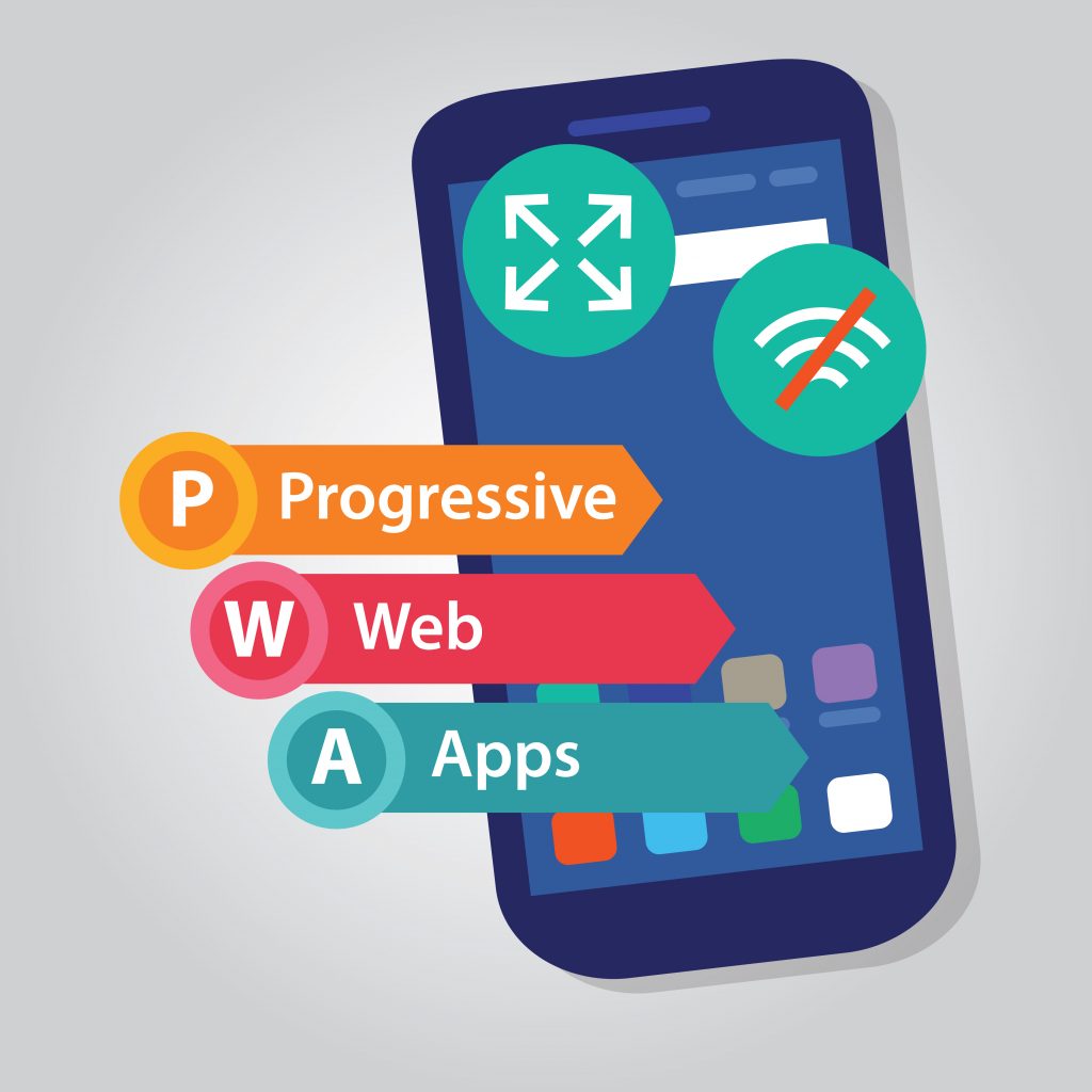 Mobile device displaying progressive web apps