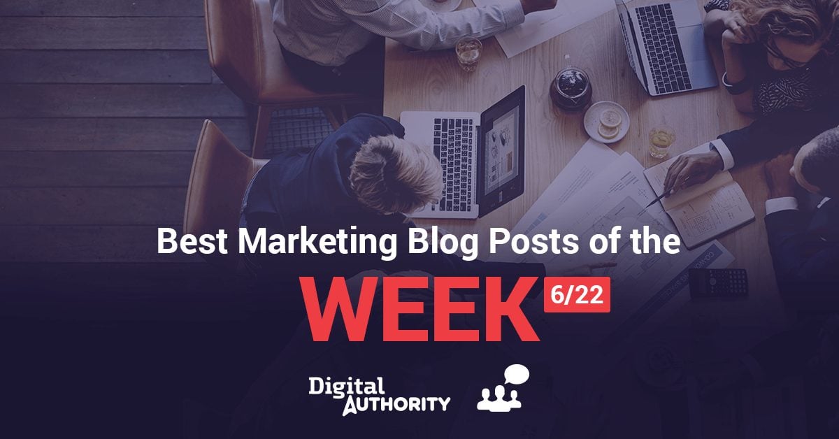 Web poster that reads best marketing blog posts of the week