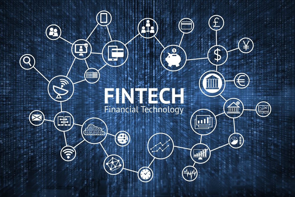 Interconnected lines with the word "Fintech" in the middle