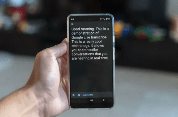 The Google’s Transcription App shown on a mobile device
