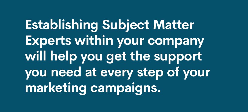 Banner explaining the benefits of establishing subject matter experts within your company 