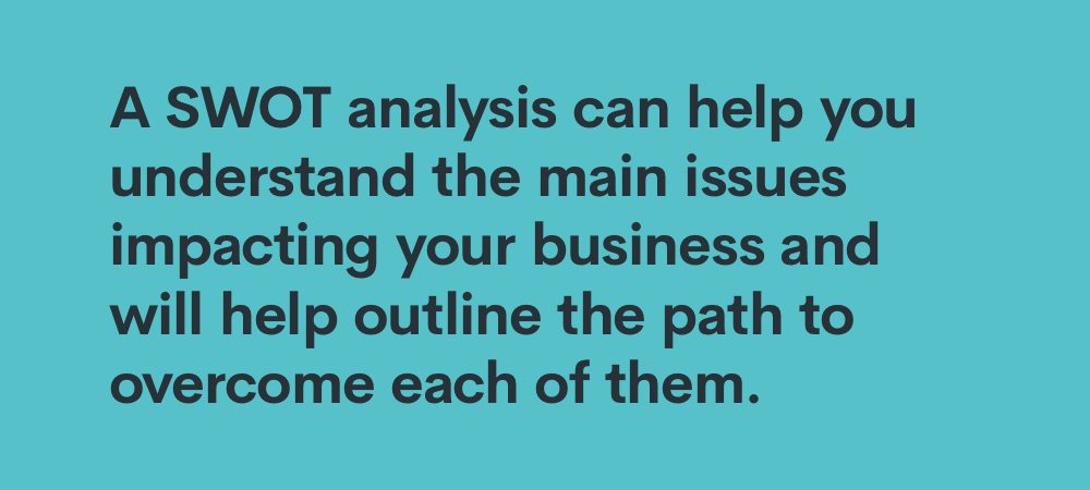 Banner explaining the benefits of doing a SWOT analysis