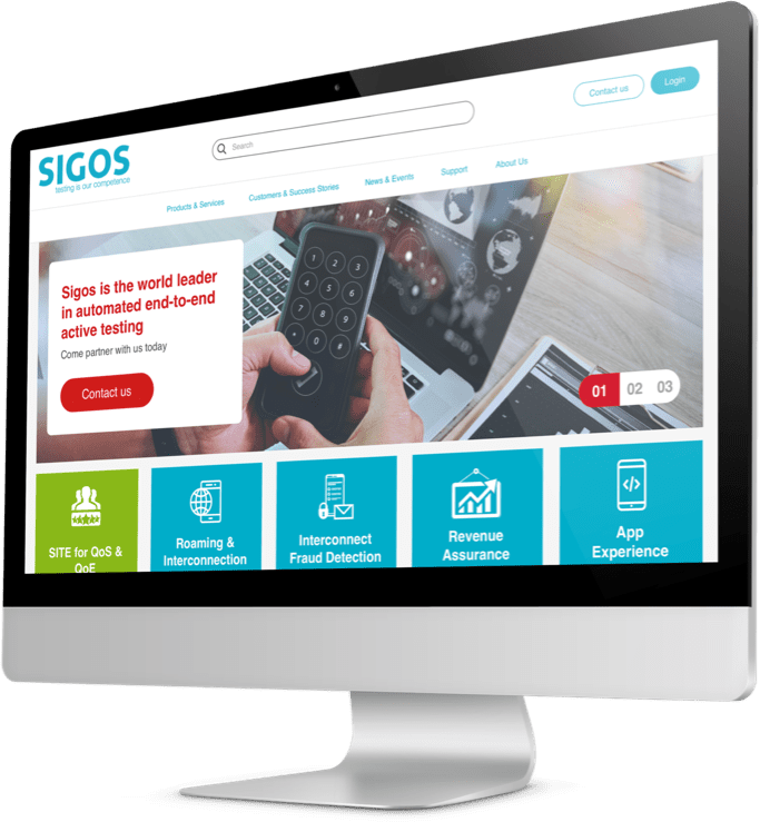 Sigos' website displayed on a desktop