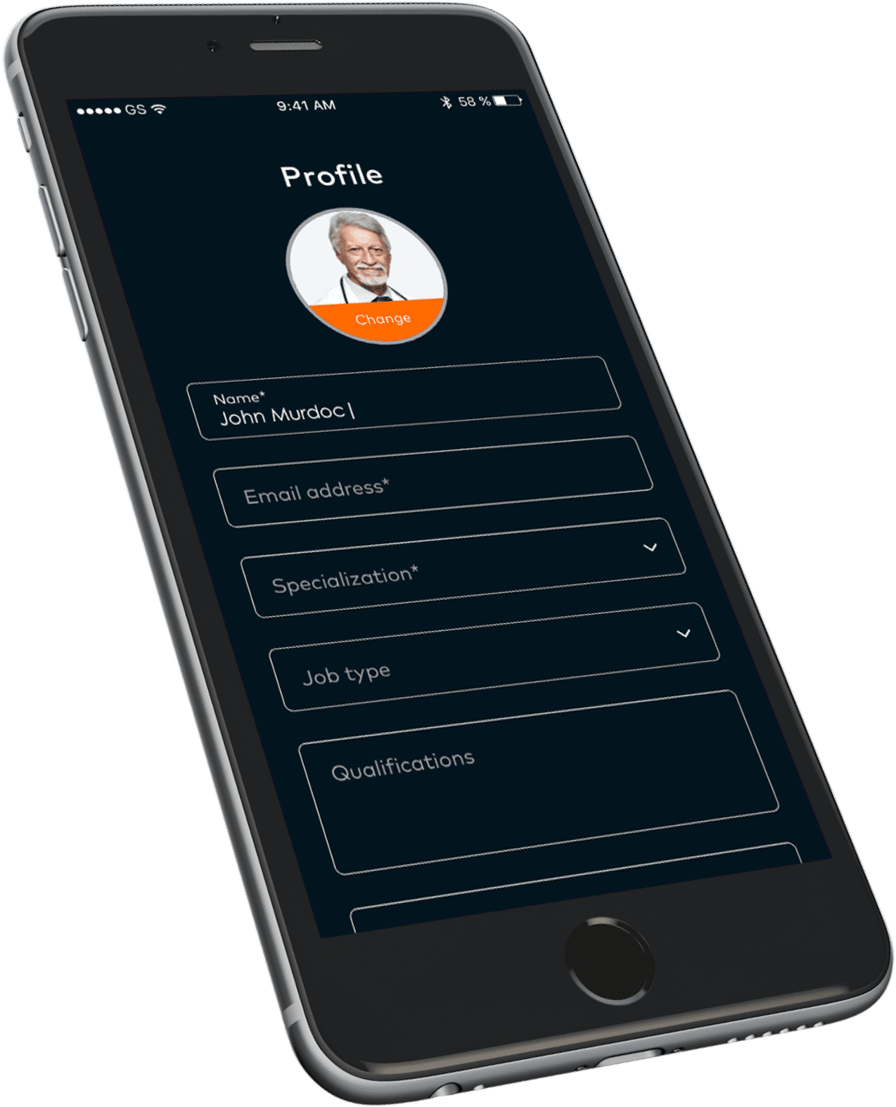 Example of a physician profile on Athena Health app shown on a mobile device