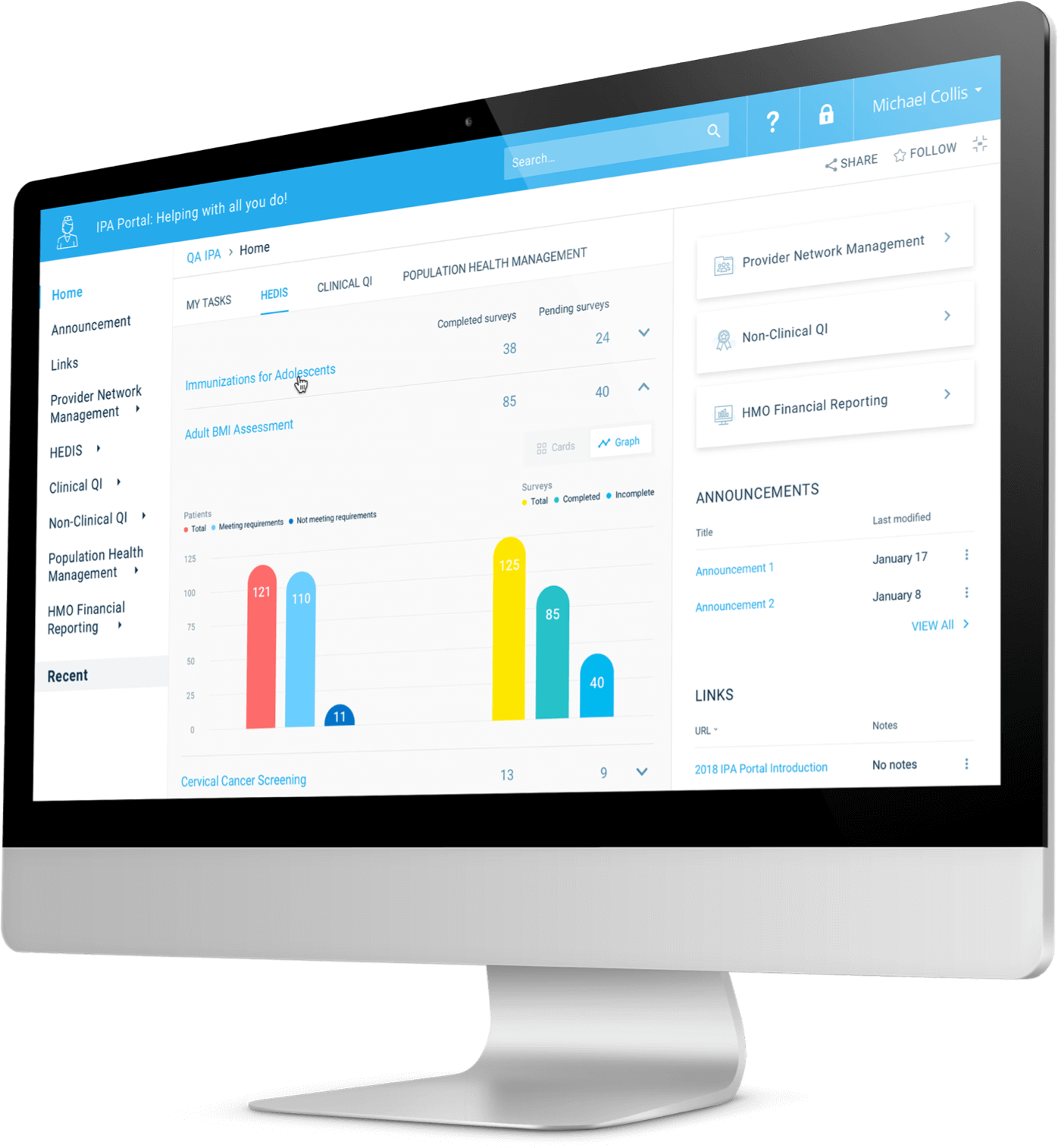 The Blue Cross Blue Shield of Illinois performance dashboard shown on a desktop