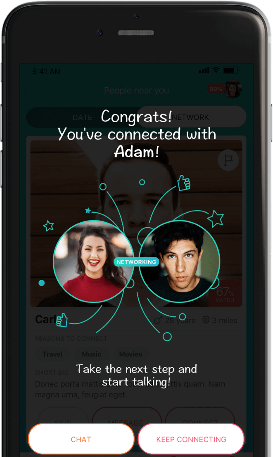 Matching dating profiles on AIVA app shown on a mobile phone