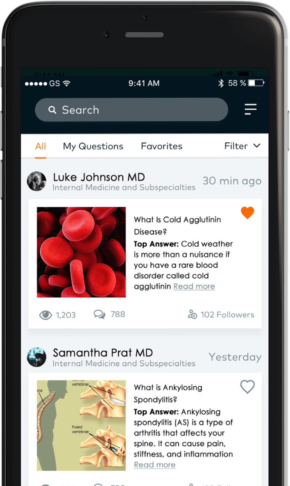 Example of disease-related news on Athena Health app as shown on a mobile device