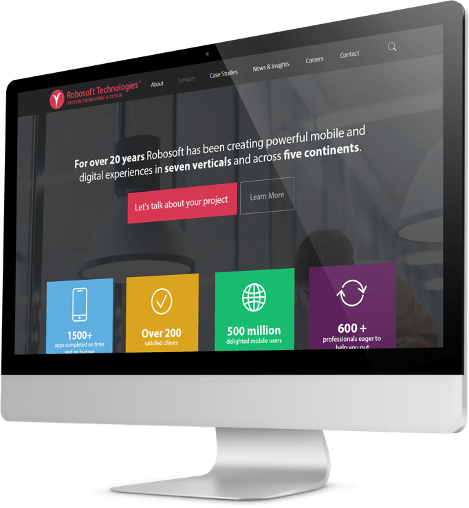 Robosoft Technologies' website displayed on desktop