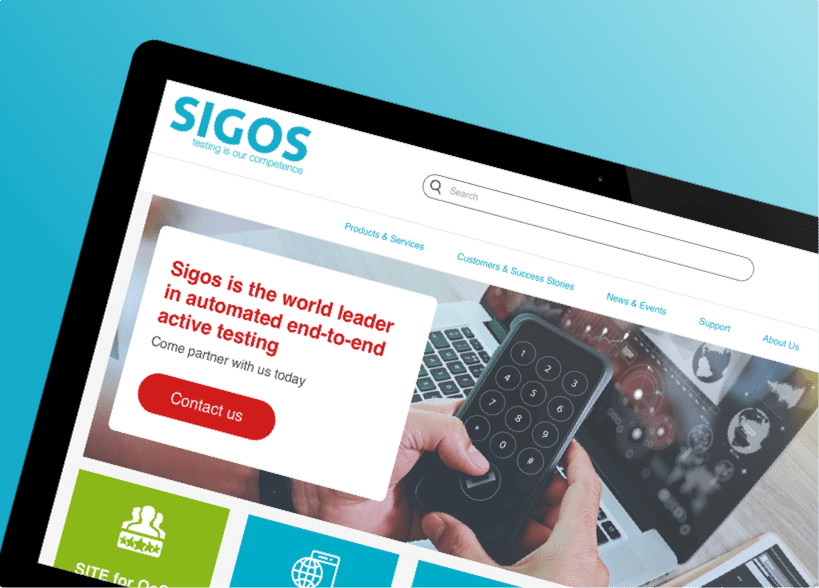 Sigos website shown on a tablet