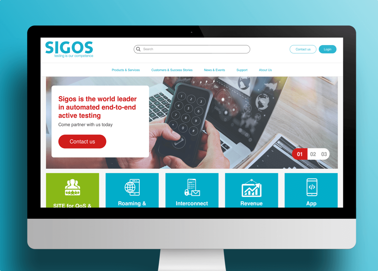 Sigos' website displayed on a desktop