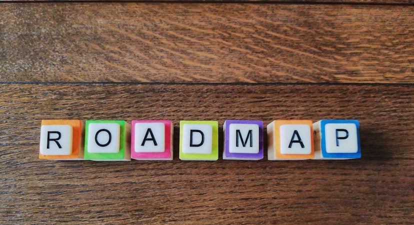 Blocks spelling out the word "Roadmap"
