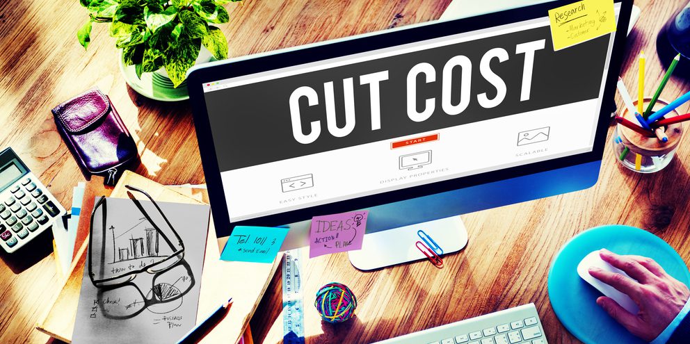 Computer screen displaying the words "Cut Cost"