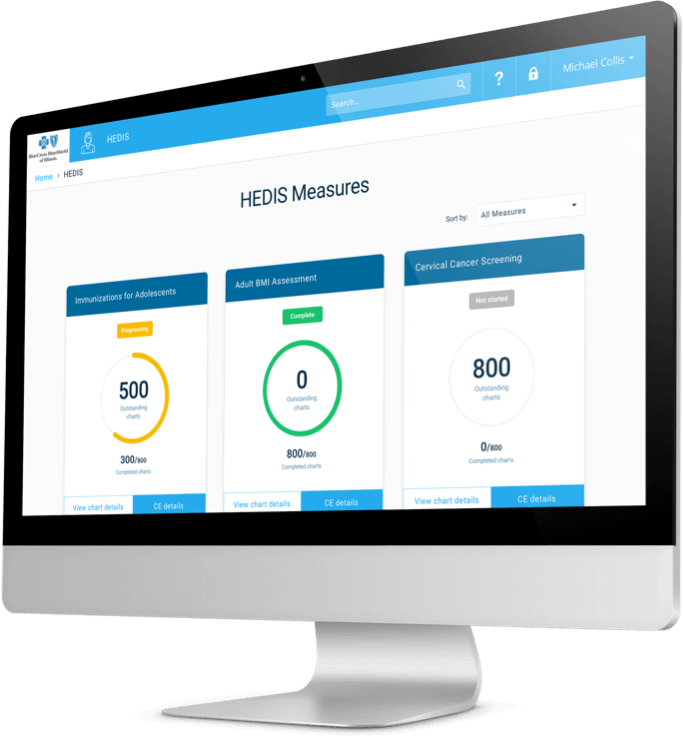 The new performance dashboard of Blue Cross Blue Shield of Illinois shown on a desktop