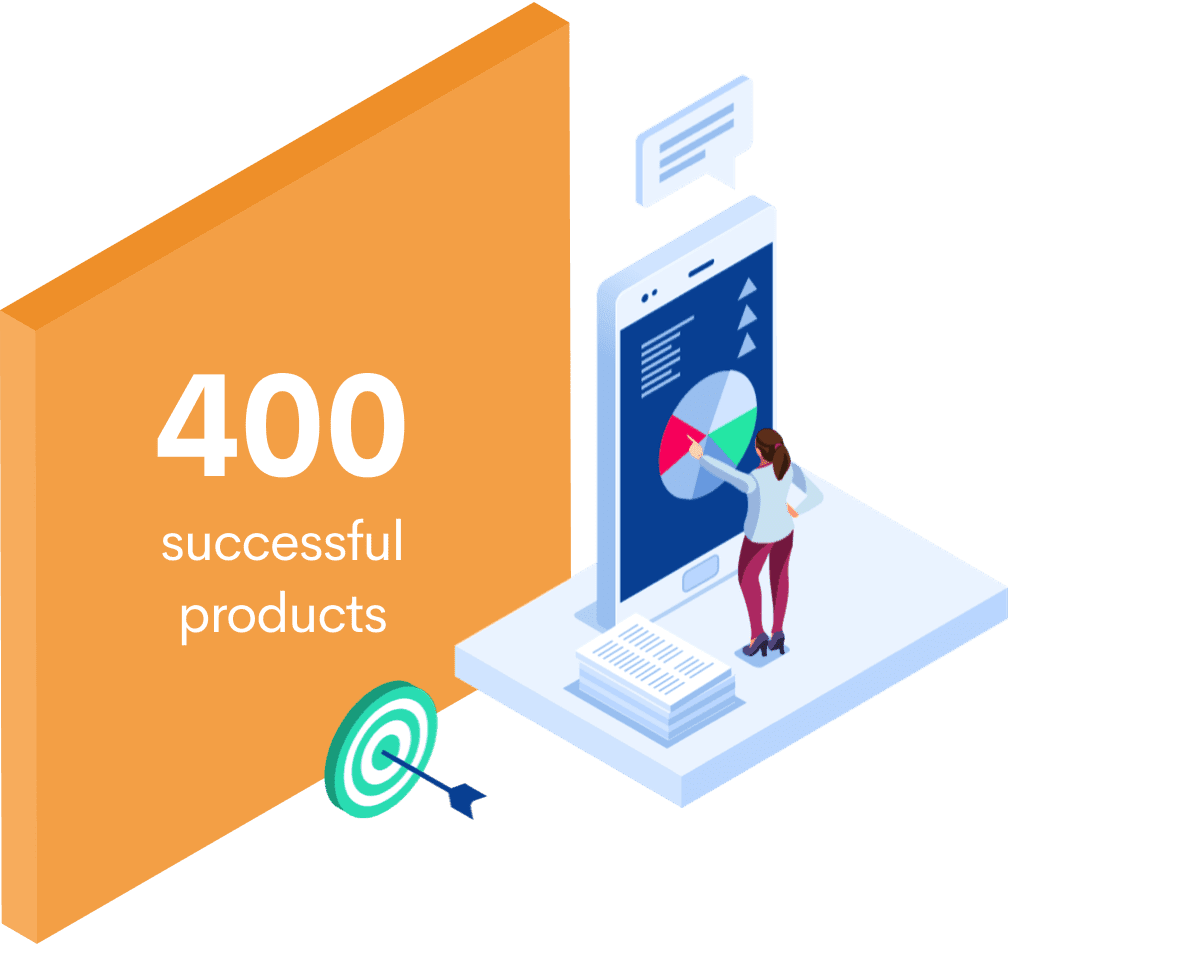 Vector image of a woman interacting with a digital board.