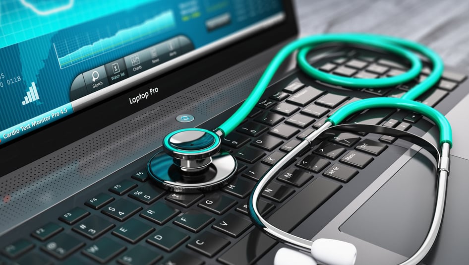 Stethoscope over a laptop keyboard