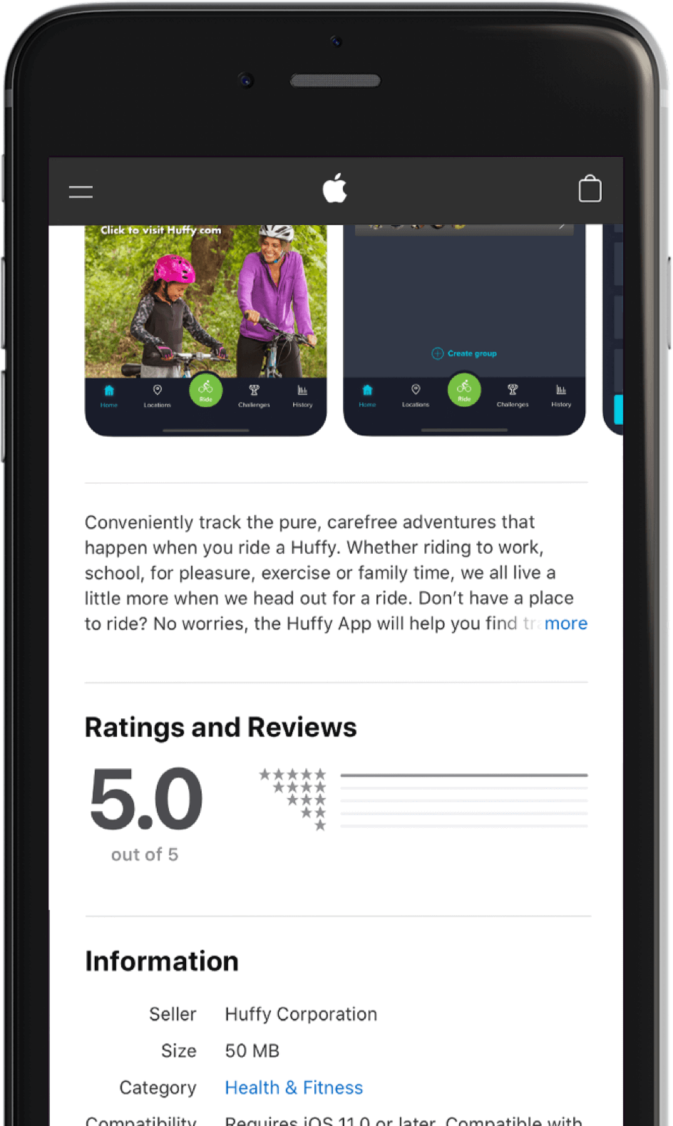 Huffy app gets 5-star review on Apple Store