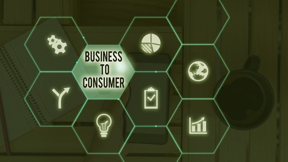Digital honeycomb pattern displaying the words Business to Consumer