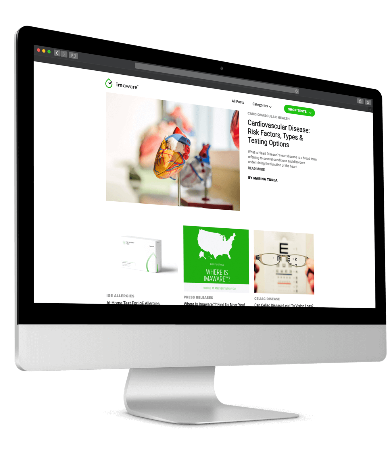 imaware website on monitor