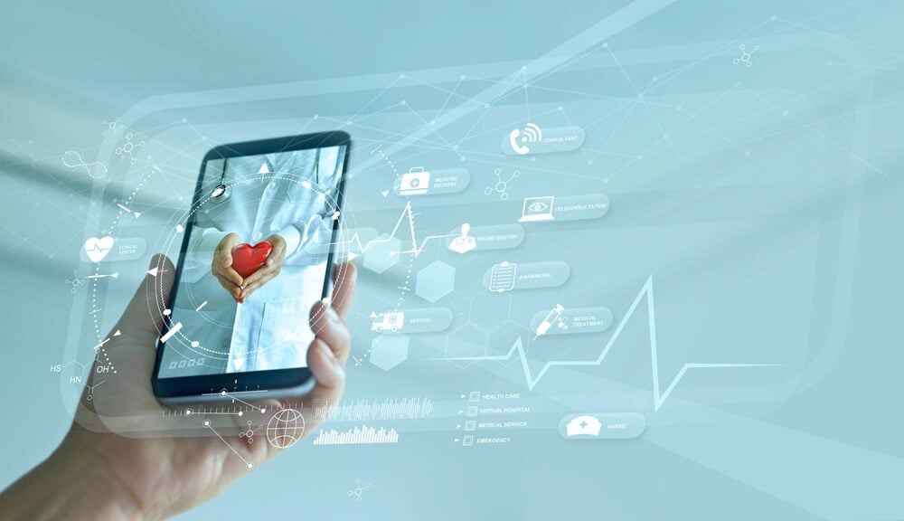 healthcare digital marketing_Healthcare, Doctor online and virtual hospital concept, Diagnostics and online medical consultation on smartphone, Communication with patient on network, Innovative and medical technology.