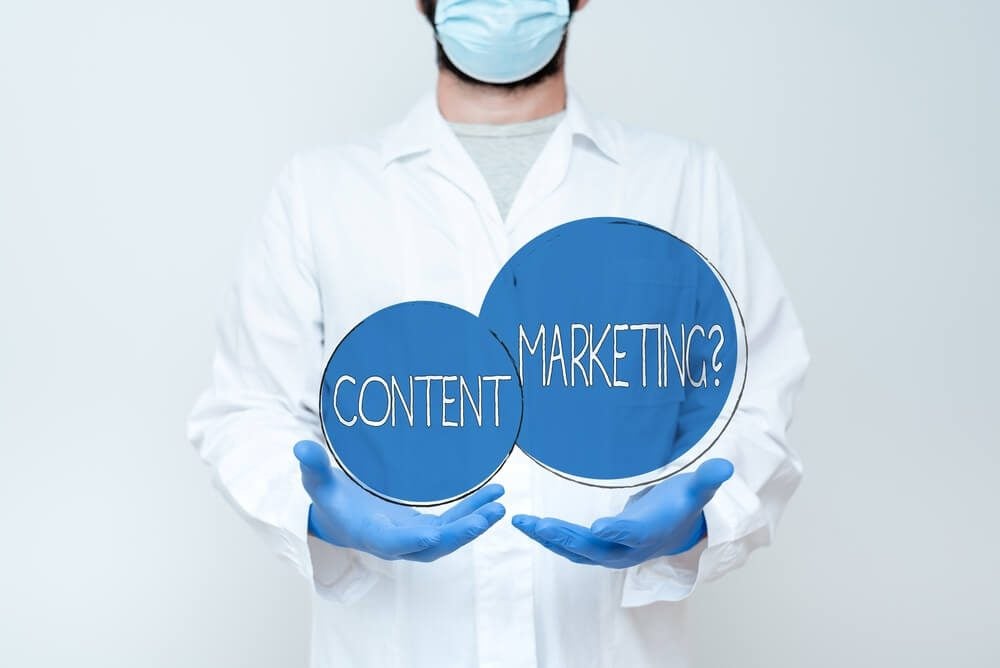 marketing strategies for doctors_Inspiration showing sign Content Marketing Question. Business approach involves creation and sharing of online material Scientist Demonstrating New Technology, Doctor Giving Medical Advice