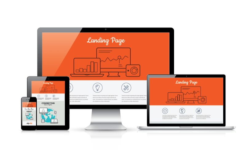 landing page_Responsive landing page development vector template illustration