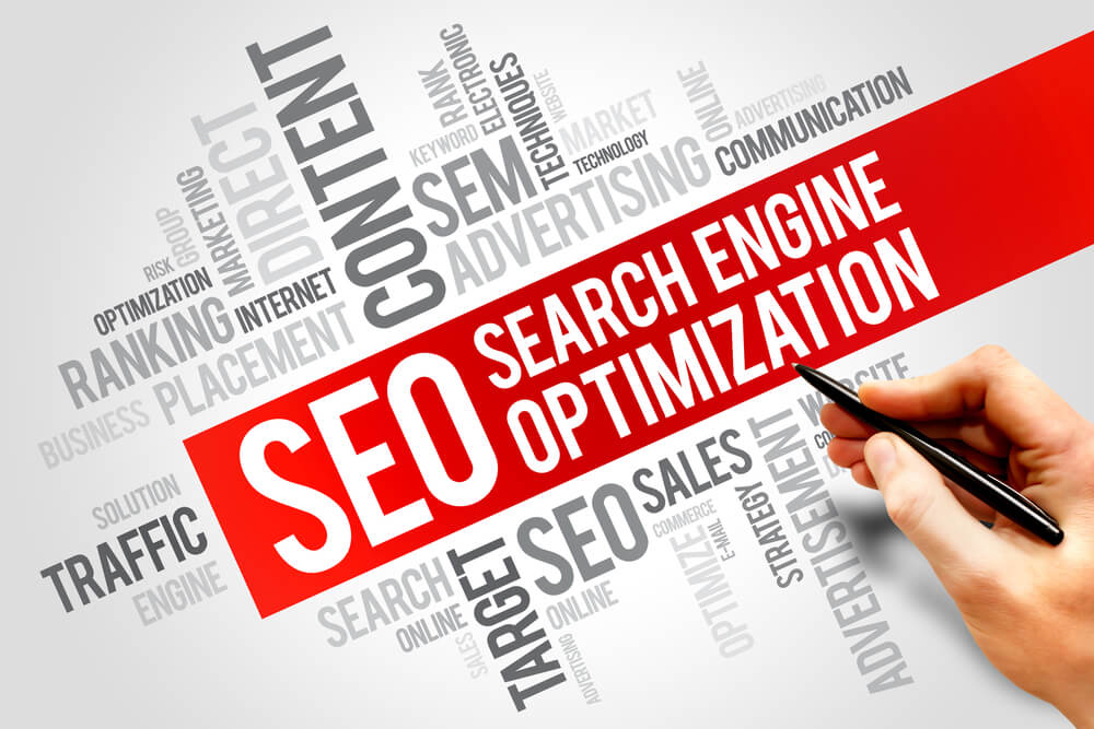 seo_SEO Search Engine Optimization - process of improving the quality and quantity of website traffic to a website from search engines, word cloud concept background