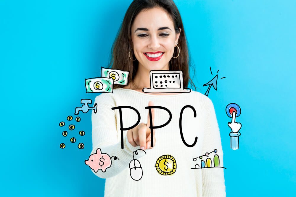 ppc_PPC text with young woman on a blue background