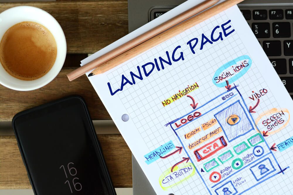 landing page_Website landing page development – sketch on math book