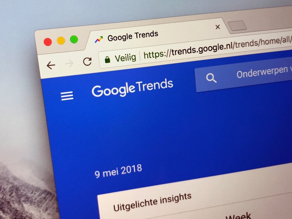 google trends_Mountain View, United States - May 9, 2018: Website of Google Trends, a web facility that shows how often a search-term is entered relative to the total search-volume across the regions in the world.