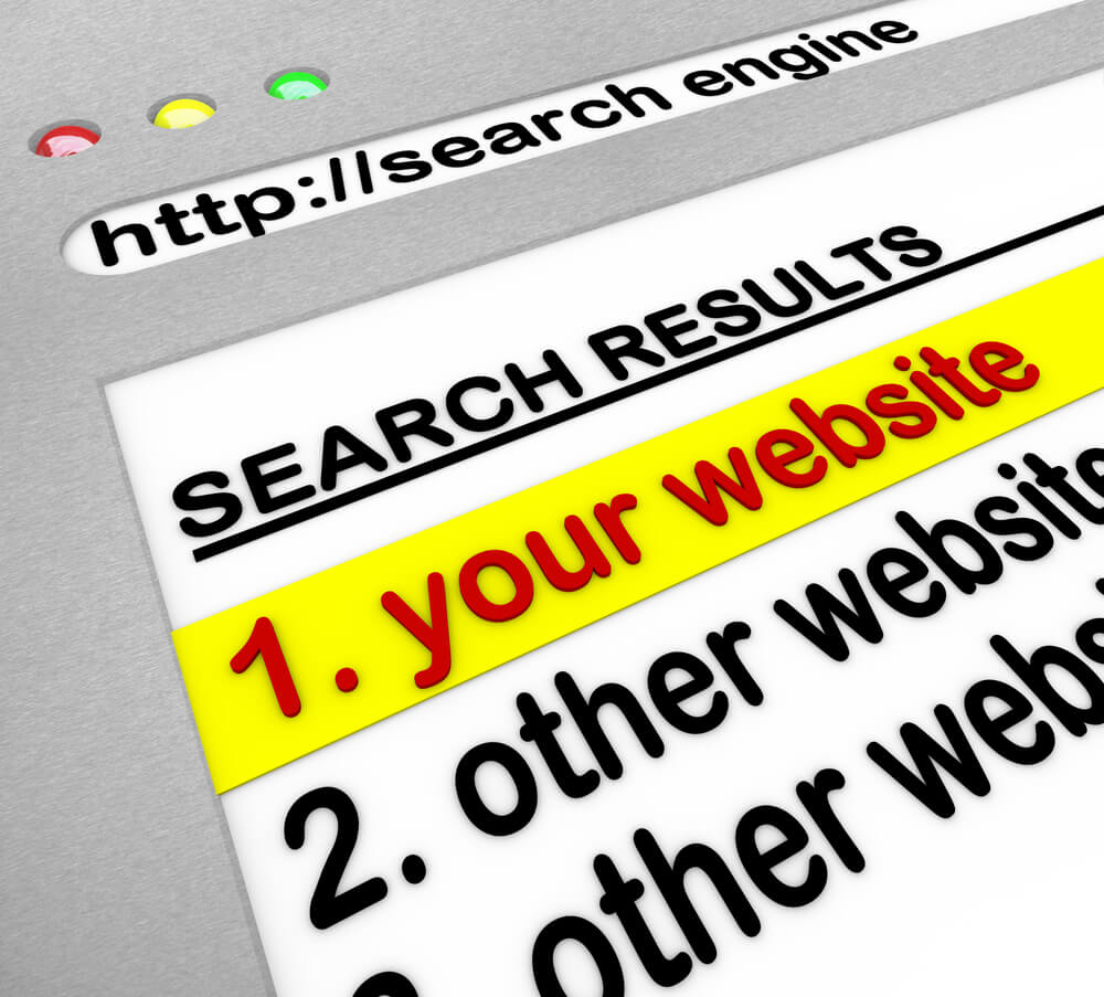 top of search result_A search engine browser window shows your website as the top result