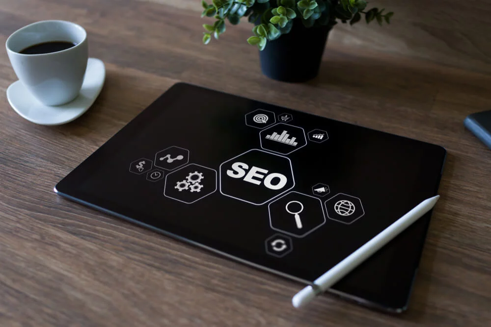 SEO_SEO - Search engine optimization. DIgital marketing concept on screen.