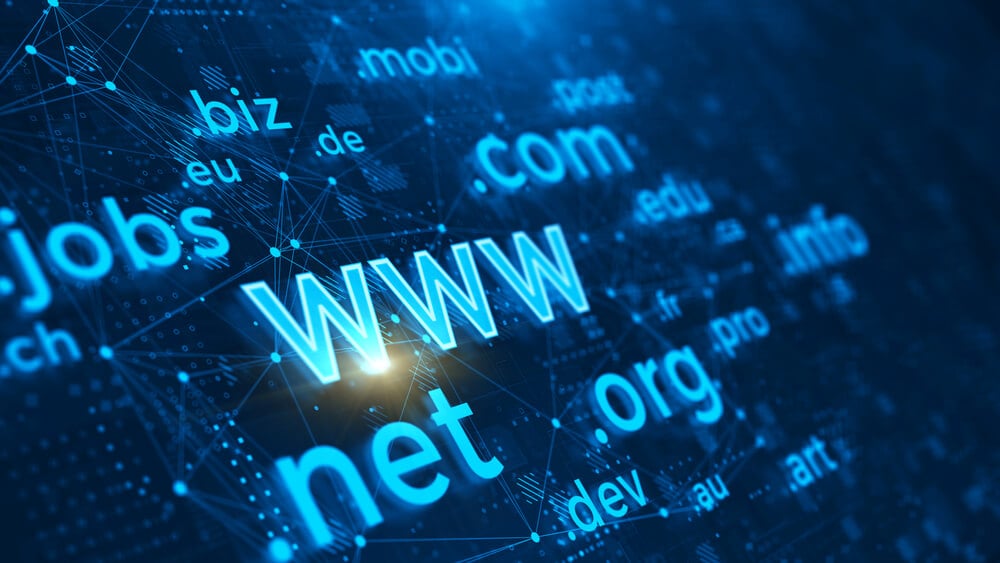 domain name_Domain names - internet and web telecommunication concept. 3d rendering