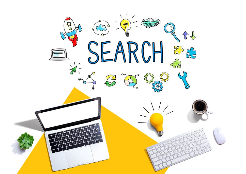 seo for small business_Search with computers and a light bulb