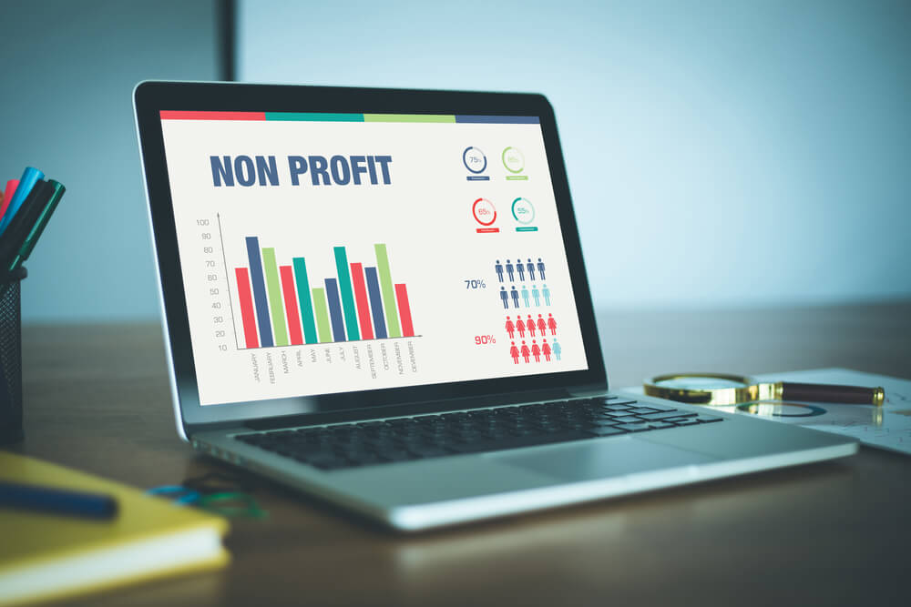 non profit_Business Charts and Graphs on screen with NON PROFIT title