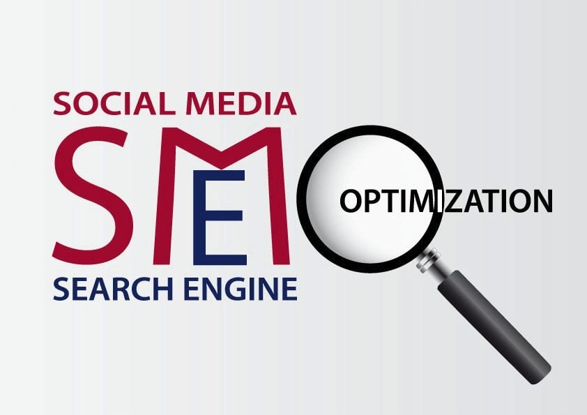 seo social media_Search engine and social media optimization business concept background