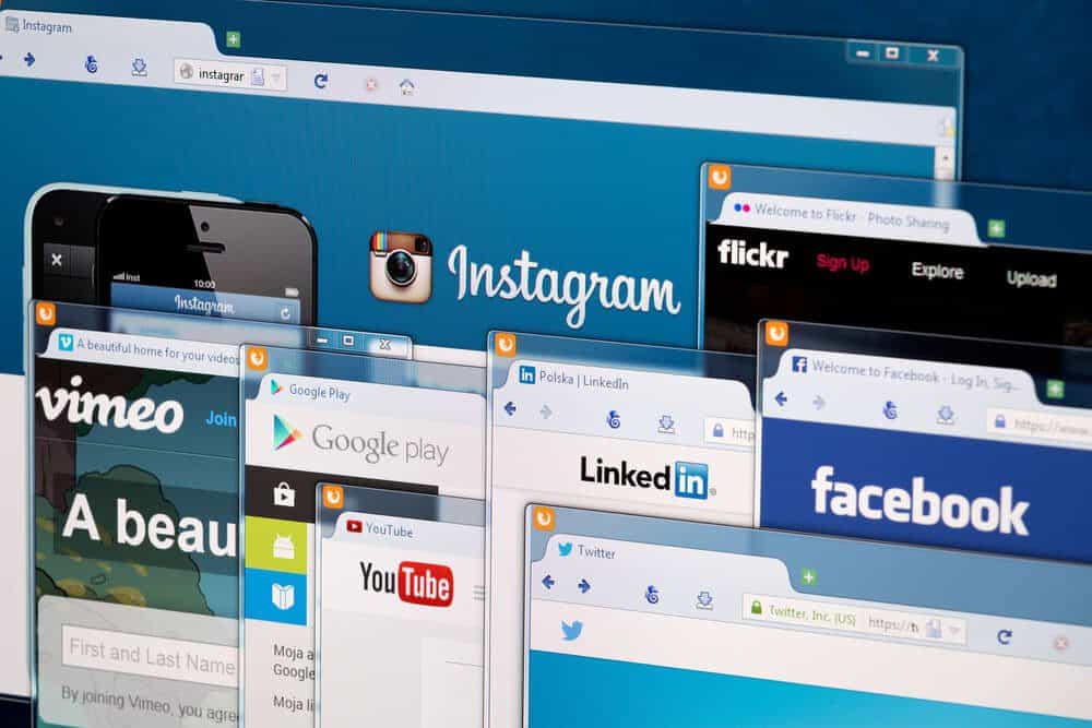 social media business_BELCHATOW, POLAND - APRIL 11, 2014: Photo of social network homepage on a monitor screen.